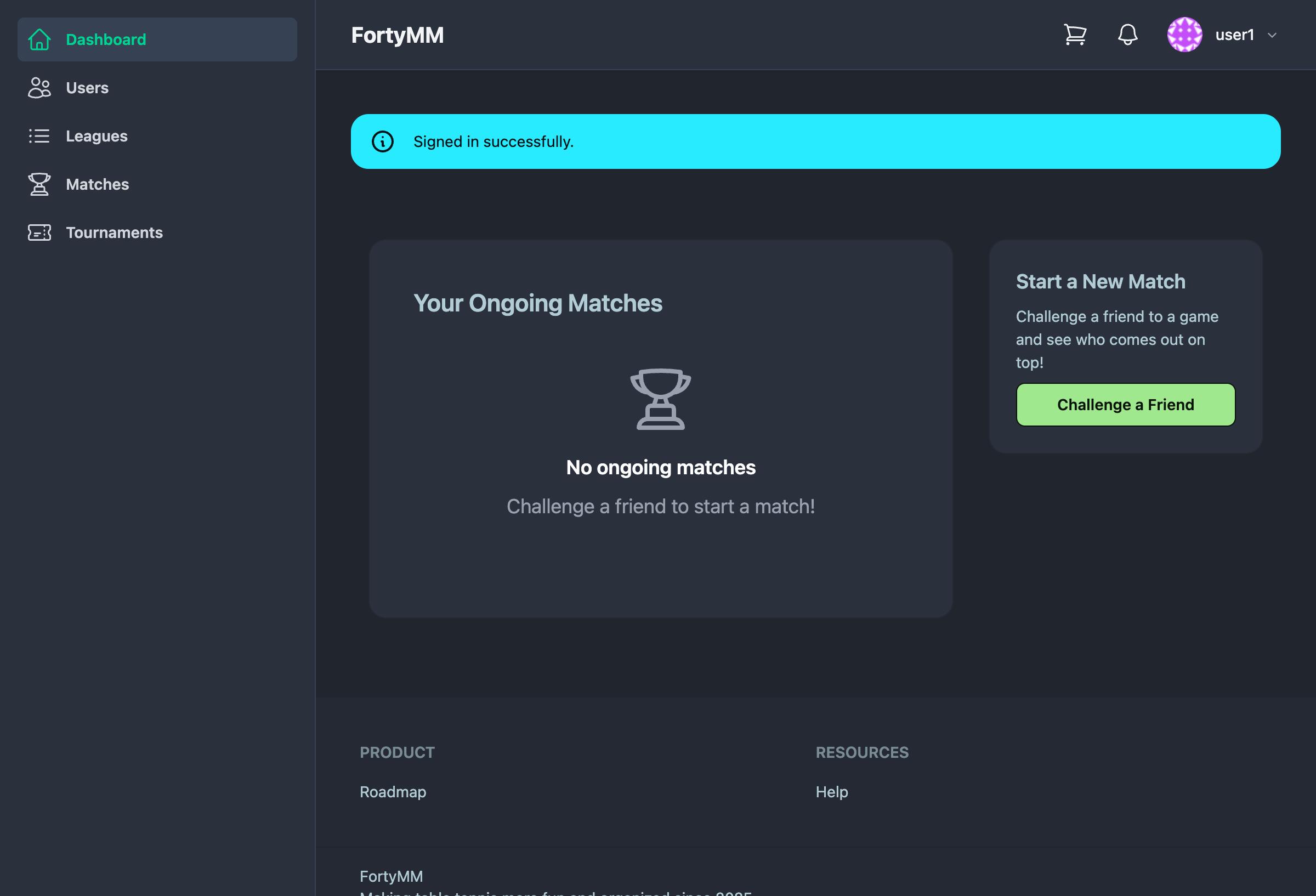 Dashboard showing Challenge a Friend button