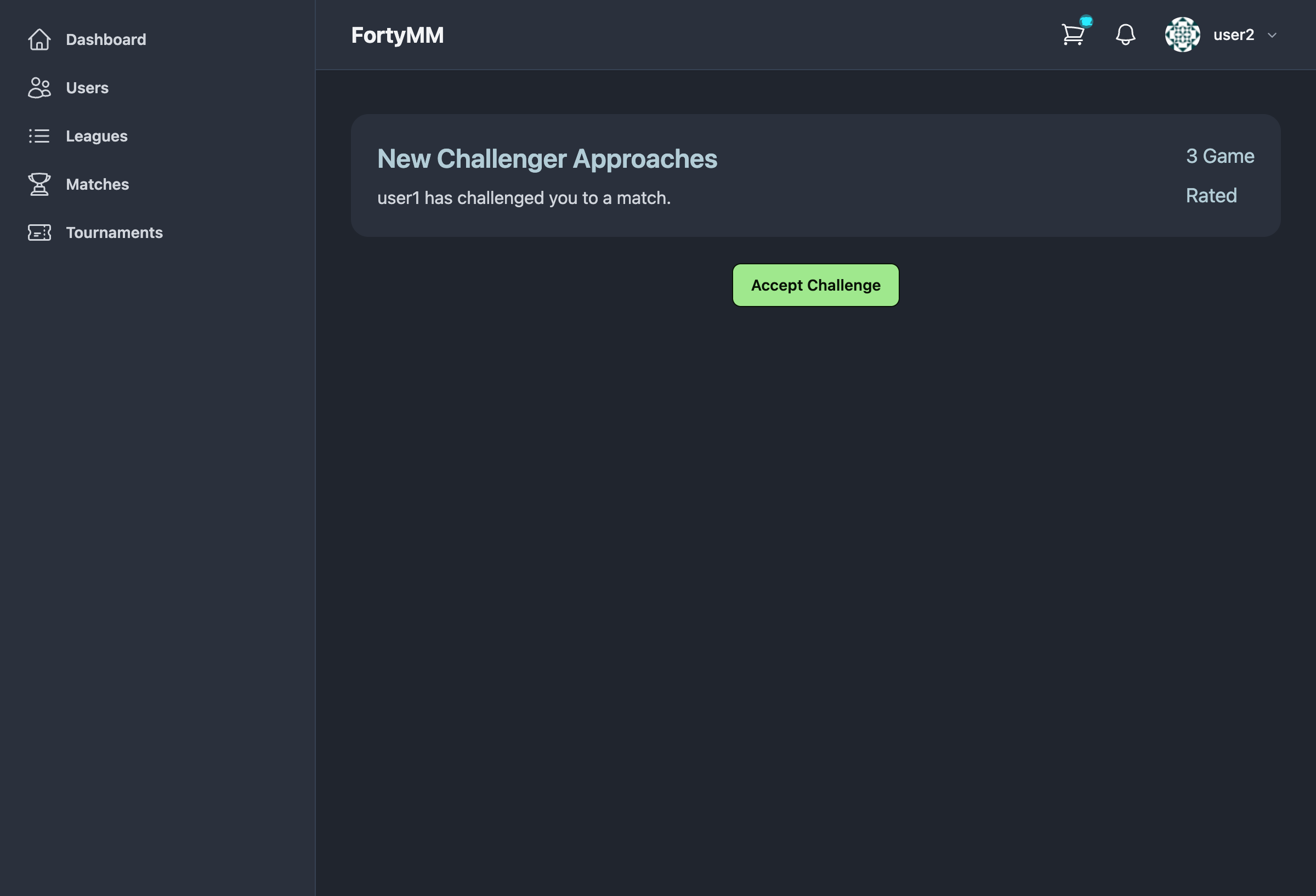 Challenge acceptance screen